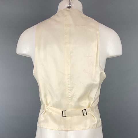 CANALI Size 44 White Woven Cotton Tuxedo Vest