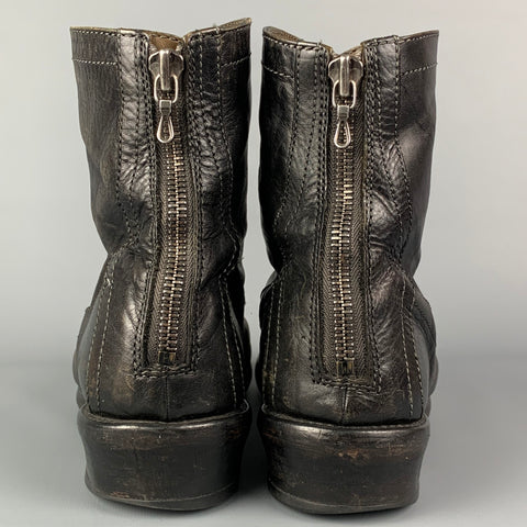 JULIUS_7 Size 8.5 Black Leather Round Toe Boots