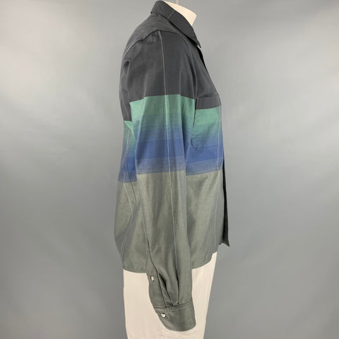 SIDIAN ERSATZ &amp; VANES Taille L Chemise à manches longues en coton color block gris