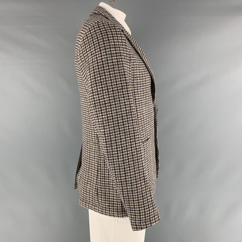 OFFICINE GENERALE Size 42 Brown Cream Houndstooth Wool Sport Coat