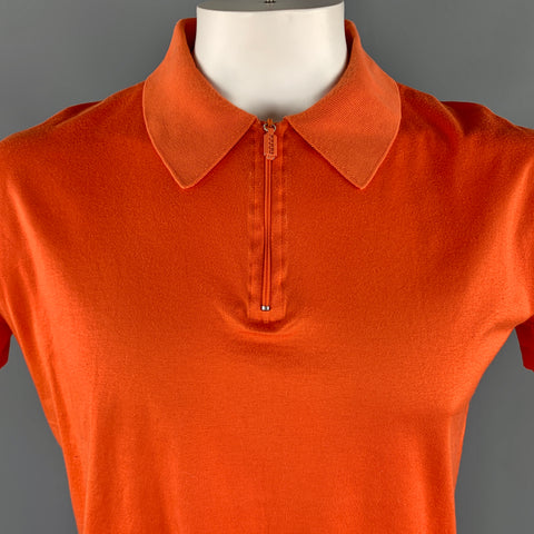 Vintage V2 de VERSACE Talla L Algodón Naranja Media Cremallera POLO