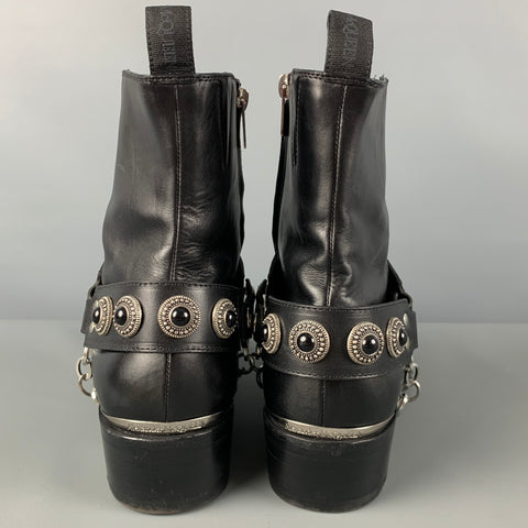 ALEXANDER MCQUEEN Size 9.5 Black Studded Leather Ankle Boots
