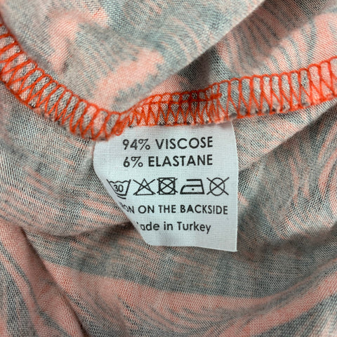 DRIES VAN NOTEN FW 18 Size L Orange / Black Print Viscose Turtleneck Pullover