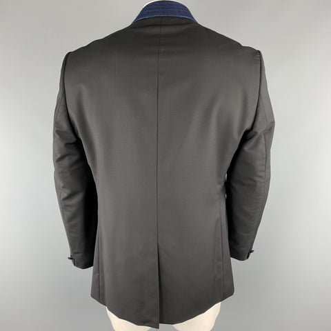HARDY AMIES Size 44 Black Mixed Fabrics Wool / Mohair Sport Coat