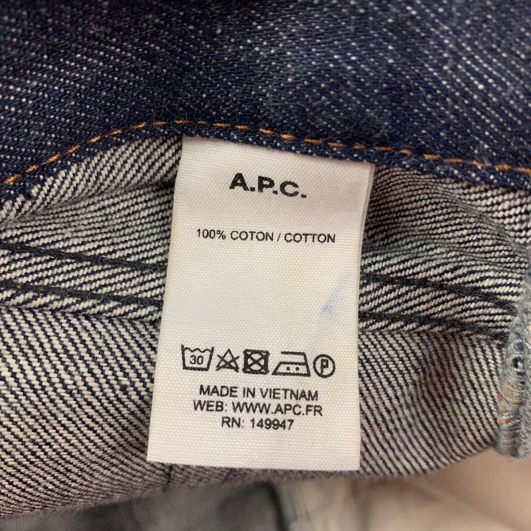 A.P.C. Size 32 Indigo Contrast Stitch Selvedge Denim Cropped Jeans