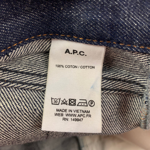 A.P.C. Size 32 Indigo Contrast Stitch Selvedge Denim Cropped Jeans