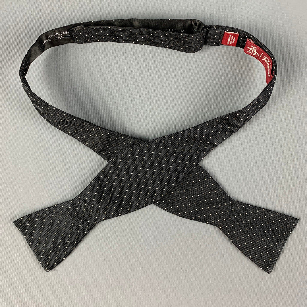PENGUIN Black White Polka Dot Silk Bow Tie