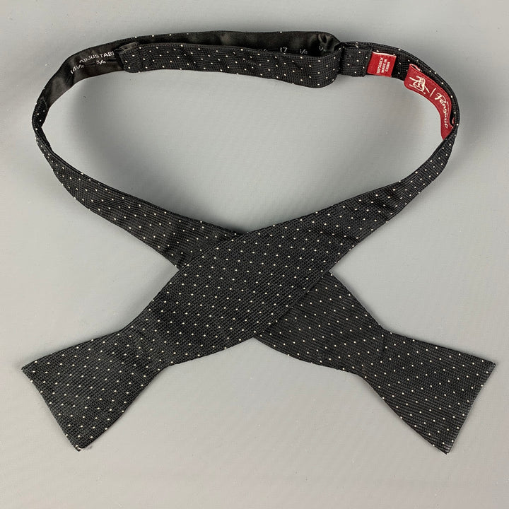 PENGUIN Black White Polka Dot Silk Bow Tie