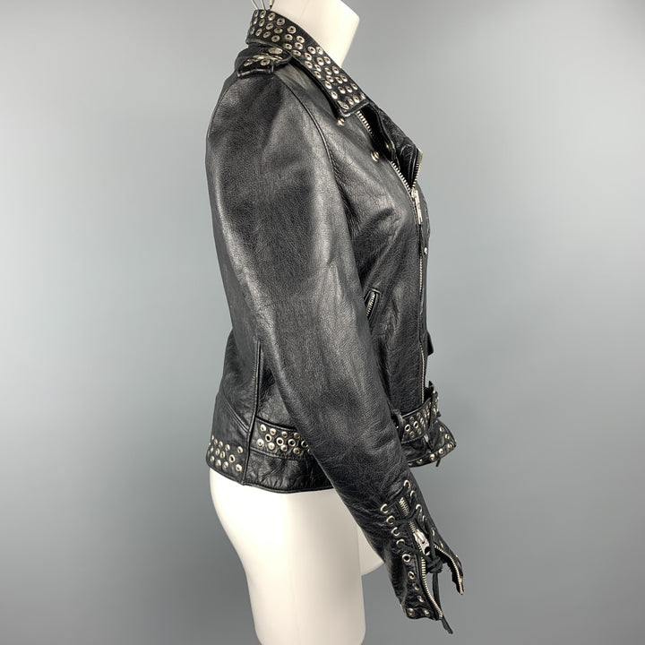 SCHOTT Limitd Edition Size S Black Leather Studded Biker Jacket