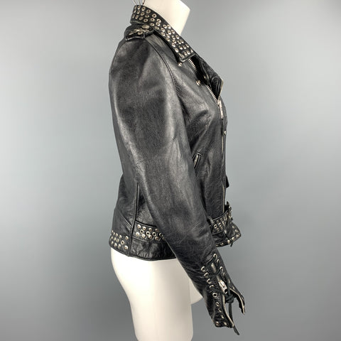 SCHOTT Chaqueta motera de cuero con tachuelas, edición limitada, talla S, color negro