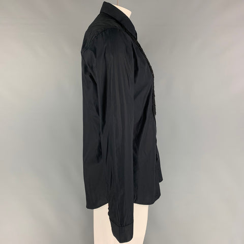 MOSCHINO Size XXL Black Cotton Button Up Long Sleeve Shirt