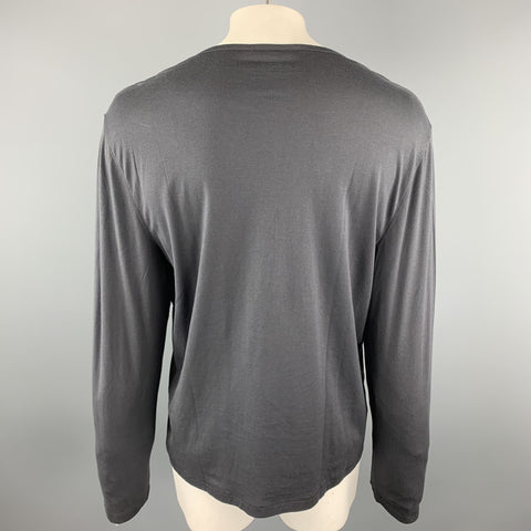 JOHN VARVATOS Size XXL Charcoal Solid Cotton / Wool Henley Henley Shirt
