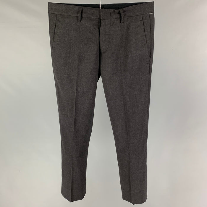 DIRK BIKKEMBERGS Size 30 Black Wool Zip Fly Dress Pants