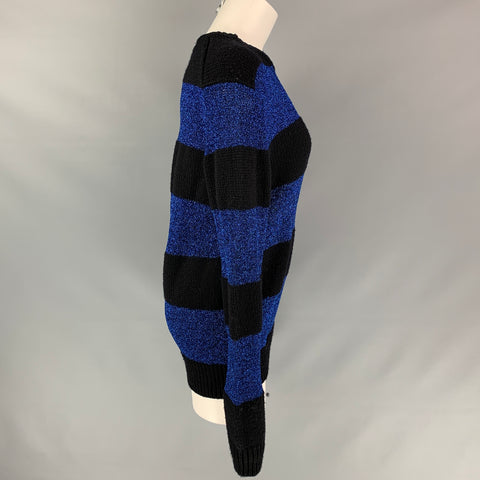 DSQUARED2 Talla M Suéter con cuello redondo en mezcla de lana metalizada en negro y azul