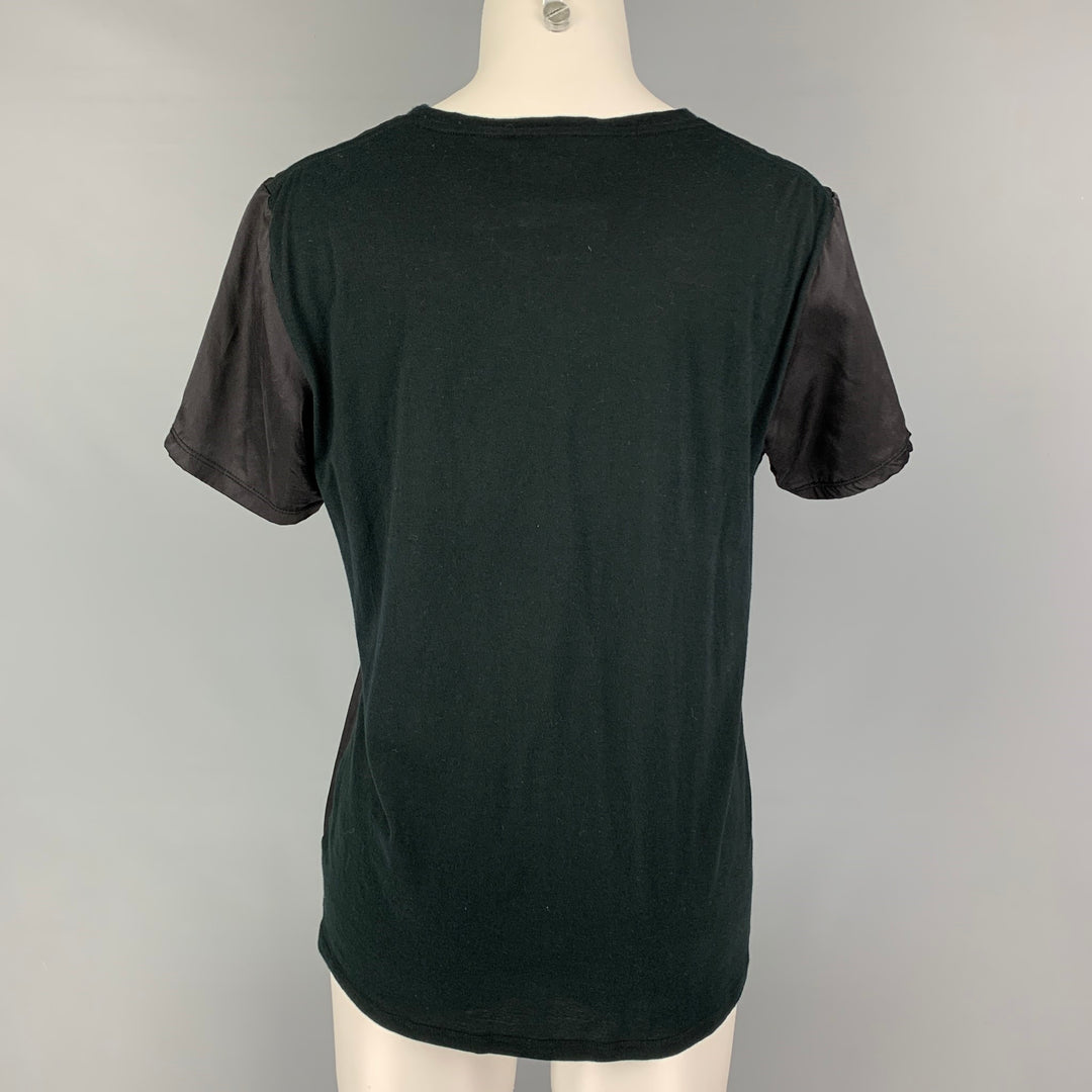 GIVENCHY Talla S Camiseta negra con cuello redondo y estampado de seda
