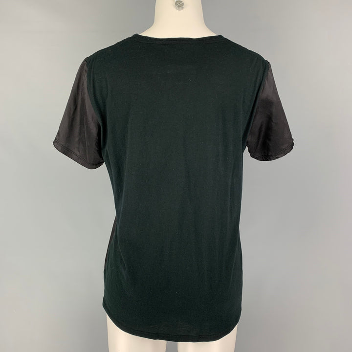 GIVENCHY Talla S Camiseta negra con cuello redondo y estampado de seda