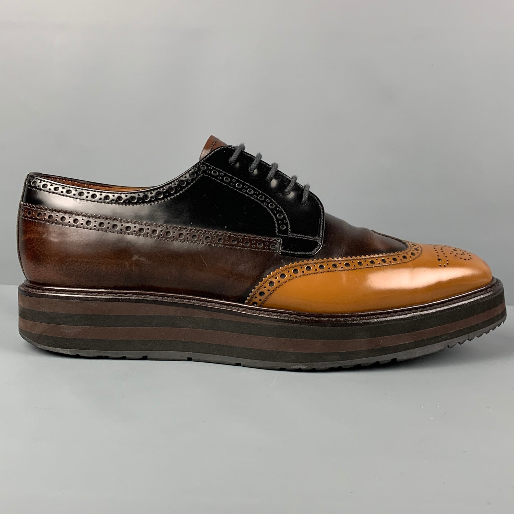 Brown Prada Mens Platform Brogues Prada Creepers Mens Prada Black