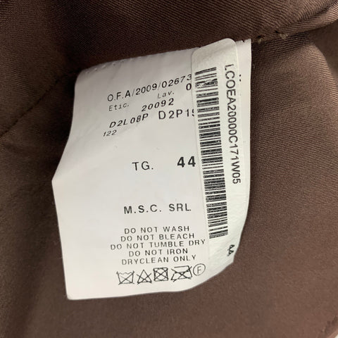 EMPORIO ARMANI Size 8 Brown Embroidered Single Breasted Coat
