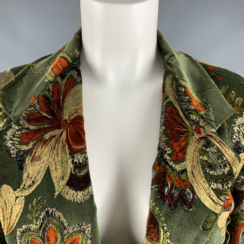 EMPORIO ARMANI Taille 6 Blazer en velours de coton vert marron et or