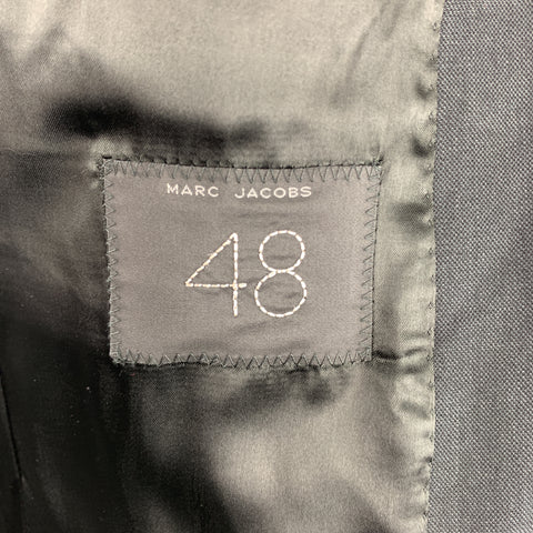 MARC JACOBS Size 38 Solid Black Wool Blend Woven Notch Lapel Suit