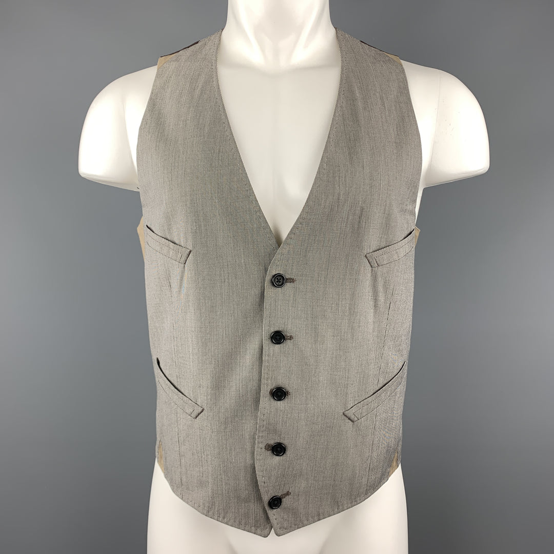 PAUL SMITH Size M Gray Houndstooth Cotton Blend Buttoned Vest