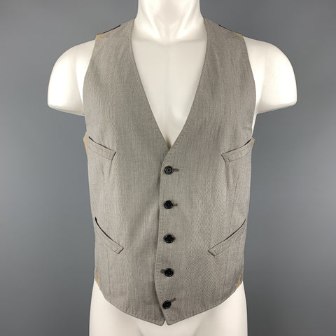 PAUL SMITH Chaleco con botones en mezcla de algodón y pata de gallo gris talla M