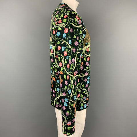 GUCCI 2016 Birds Of Prey Size XL Multi-Color Floral Cotton Crew-Neck Sweatshirt