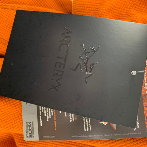 ARCTERYX Size L Orange Waffle Knit Polyester Half Zip Polartec Sweatshirt
