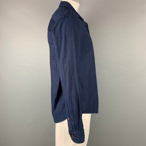 45rpm Size XL Indigo Cotton Button Up Long Sleeve Shirt