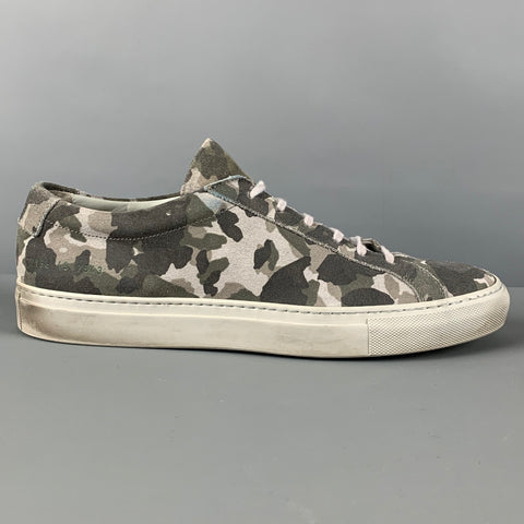 COMMON PROJECTS Size 10 Grey Camouflage Suede Low Top Achilles Sneakers