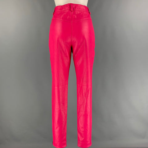 MARCELL VON BERLIN Talla 6 Pantalones casuales cónicos de piel de cordero de cuero negro rosa