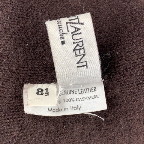 YVES SAINT LAURENT Brown Leather Cashmere Gloves