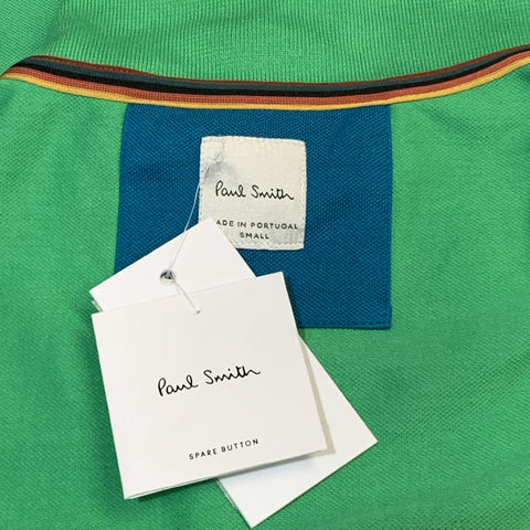 PAUL SMITH Size S Green Pique Buttoned Embroidery POLO