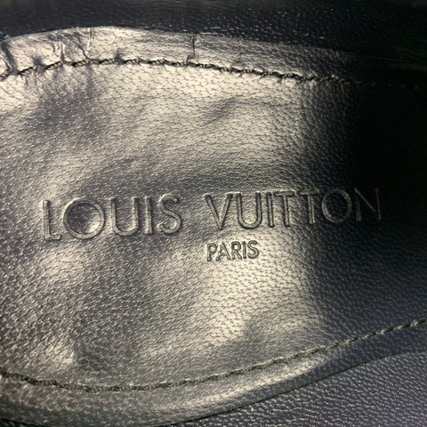 LOUIS VUITTON Size 11.5 Blue Burgundy Color Block Leather Lace Up Shoes