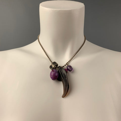 CHAN LUU Purple Silver Acetate Necklace
