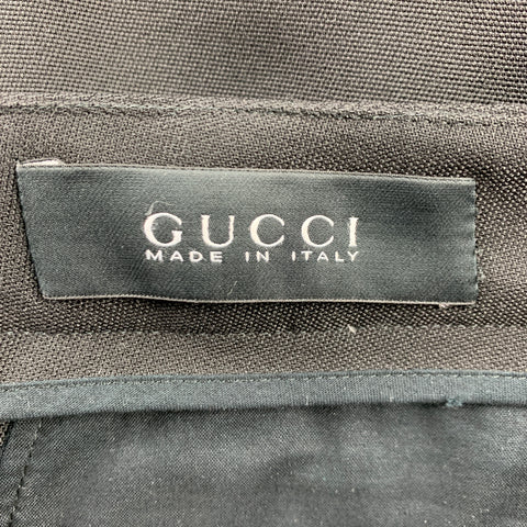 GUCCI Talla 30 Pantalón de vestir negro con bragueta de botones de poliéster / lana