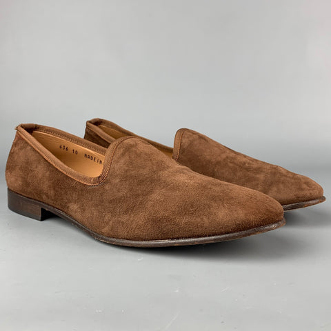 DEL TORO Size 10 Brown Suede Slip On Loafers