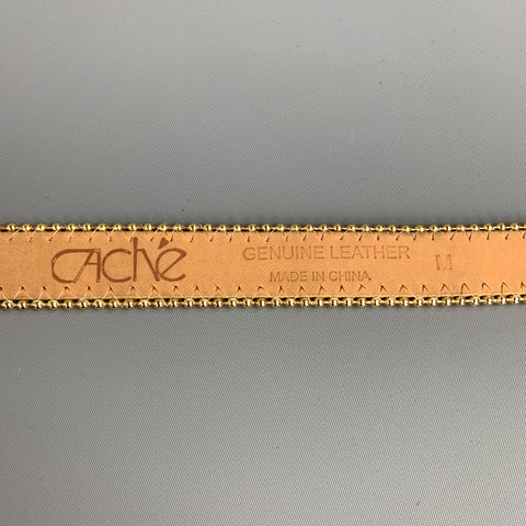 CACHE Waist Size M Embossed Gold Leather Rhinestones Belt