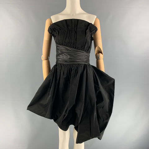 EMPORIO ARMANI Vestido fruncido en mezcla de acetato negro y gris talla 4