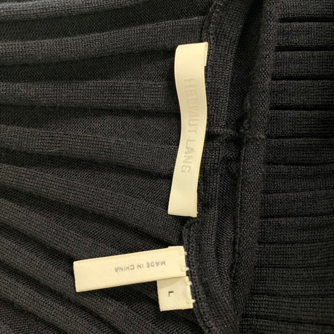 HELMUT LANG Camiseta de lana acanalada negra talla L - Mujer