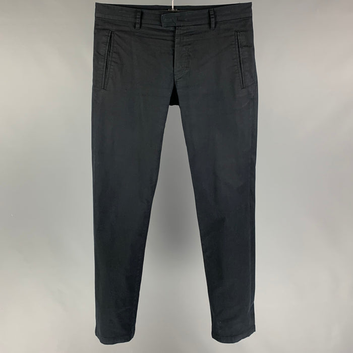 PRADA Size 34 Black Cotton Blend Button Fly Casual Pants