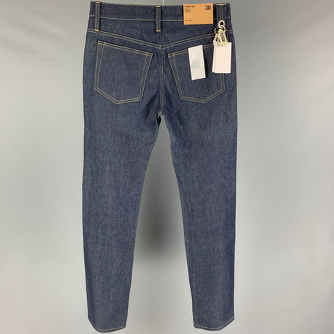 HELMUT LANG Size 30 Blue Cotton Slim Multi Key Rings Jeans