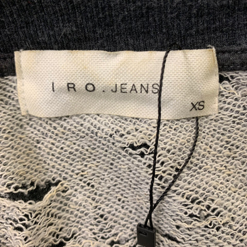 IRO Size XS Dark Gray Distressed Cotton Blend Crew-Neck T-shirt