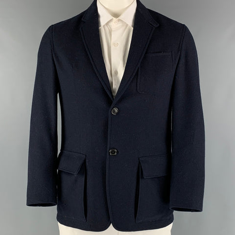 PRADA Size 42 Navy Wool Single breasted Jacket