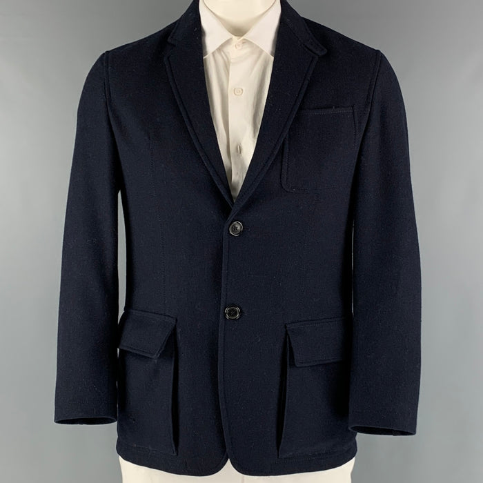 PRADA Size 42 Navy Wool Single breasted Jacket
