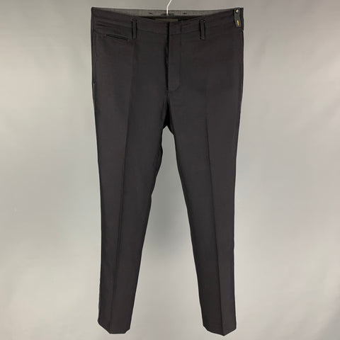 FENDI Size 34 Black Virgin Wool Flat Front Dress Pants
