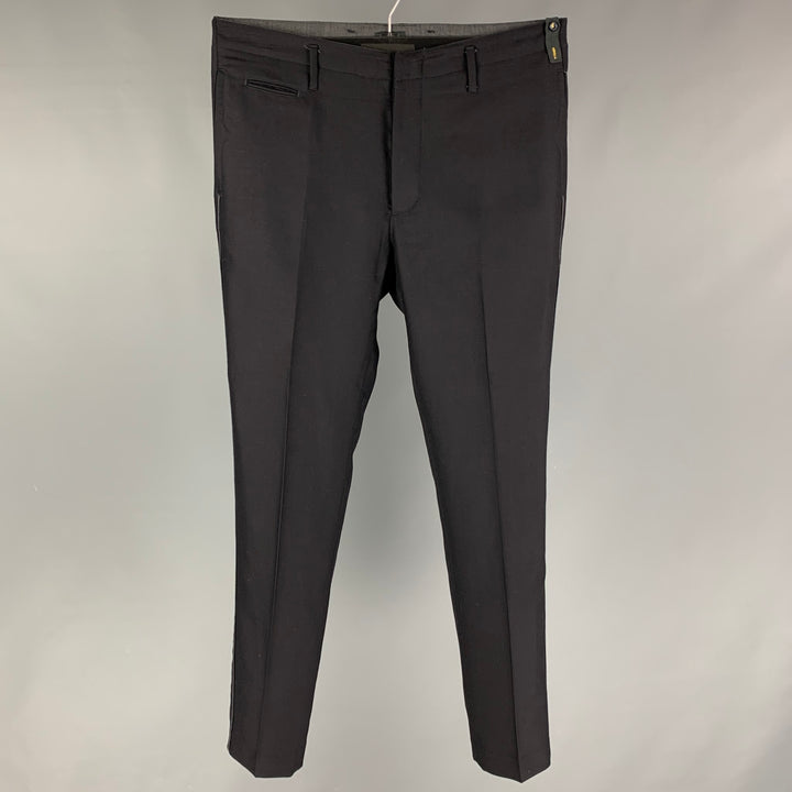 FENDI Size 34 Black Virgin Wool Flat Front Dress Pants