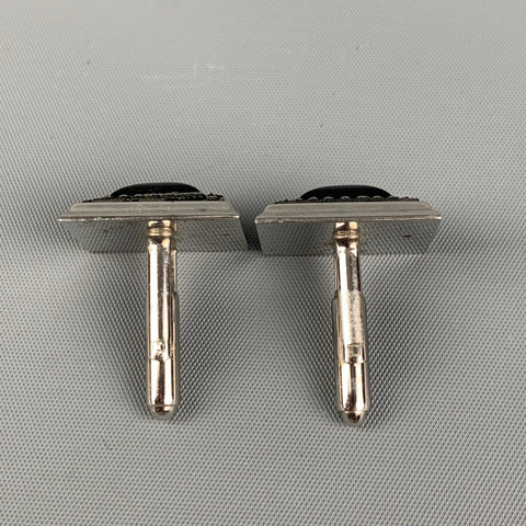Boutons de manchette texturés VINTAGE argent noir