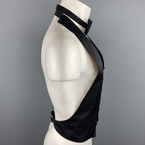 BILL BLASS Geometric Black on Black Silk Vest Set
