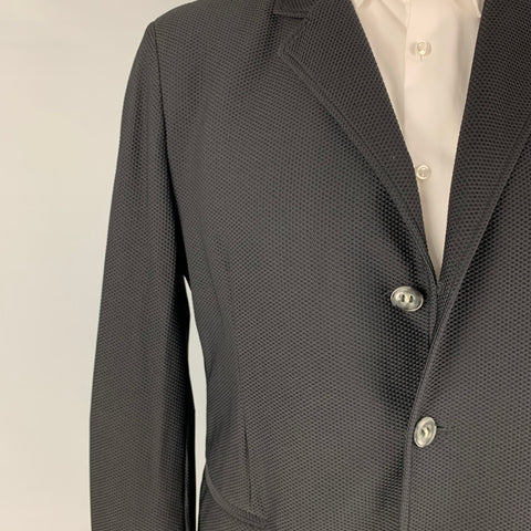 GIORGIO ARMANI Size 48 Black Textured Polyamide Sport Coat
